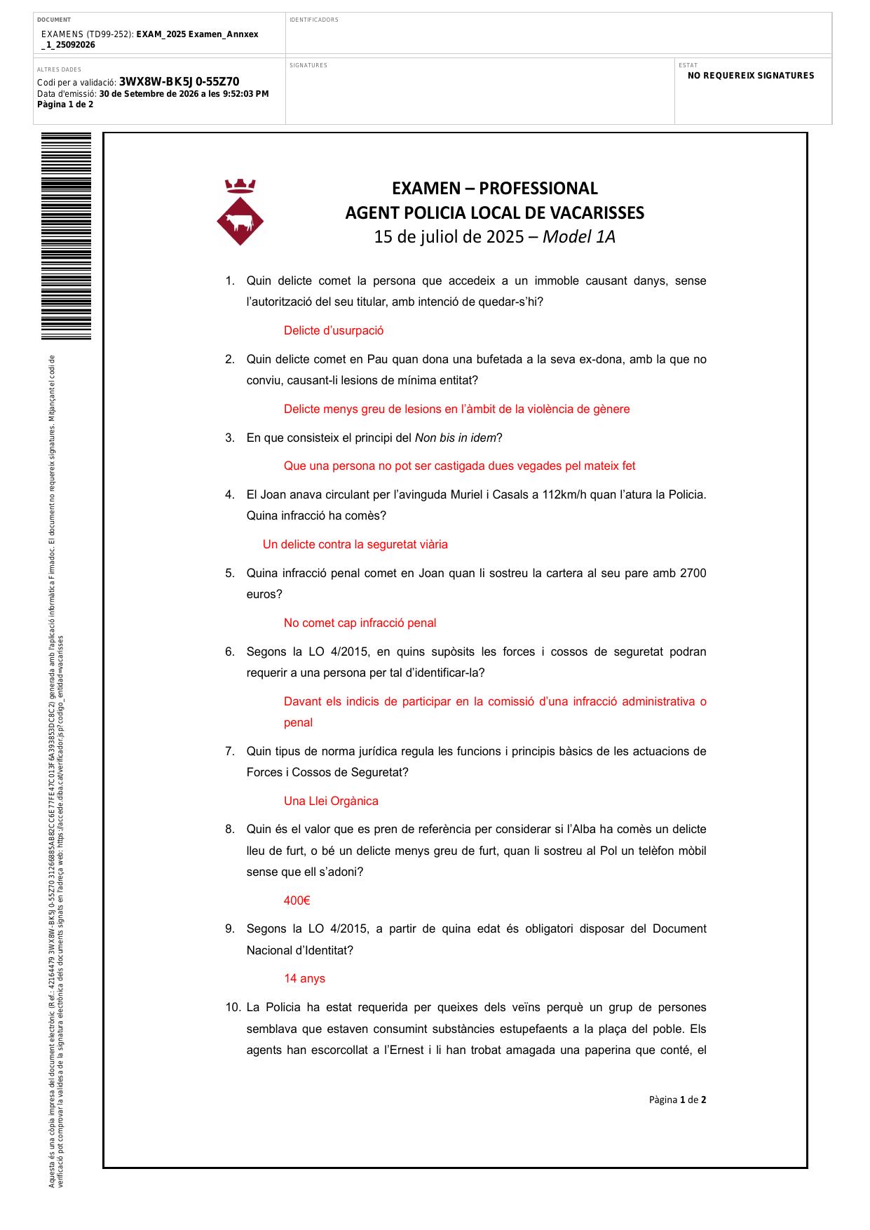 Página 1 de 2 del examen