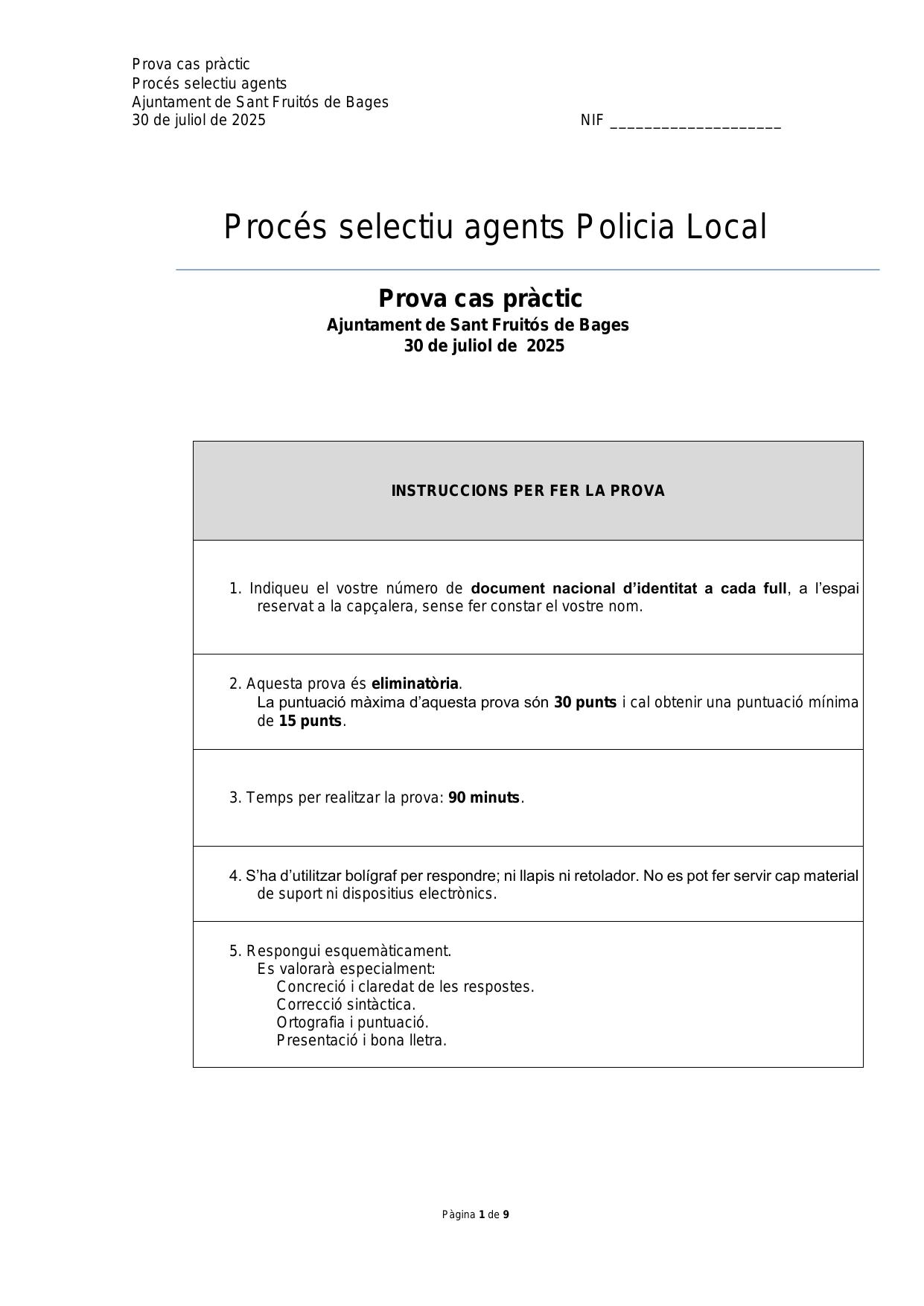 Página 1 de 9 del examen
