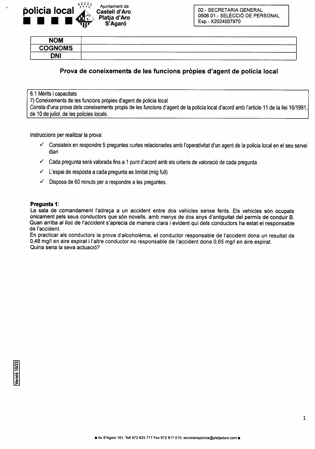 Página 1 de 3 del examen