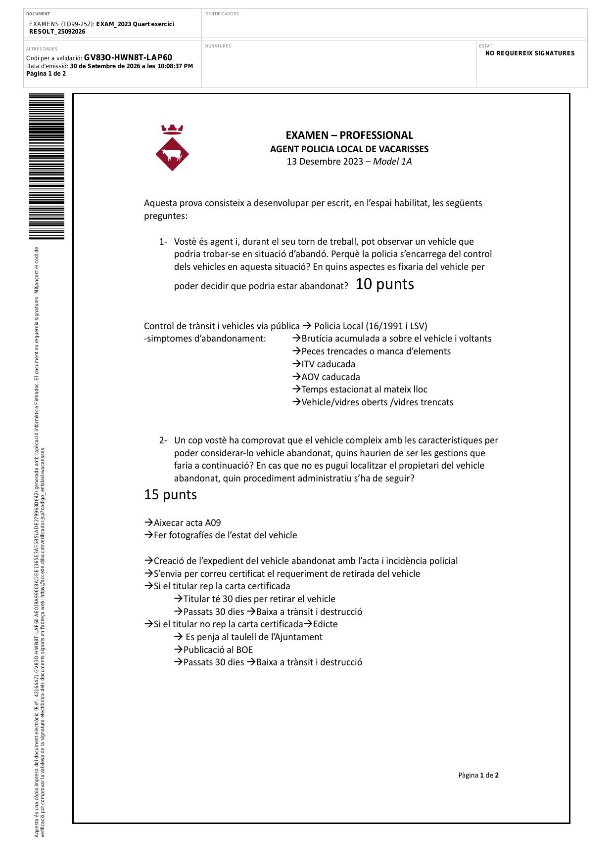 Página 1 de 2 del examen
